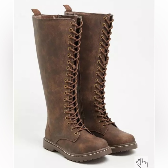 torrid Shoes - Torrid Brown Lace-Up Knee-High Combat Boots